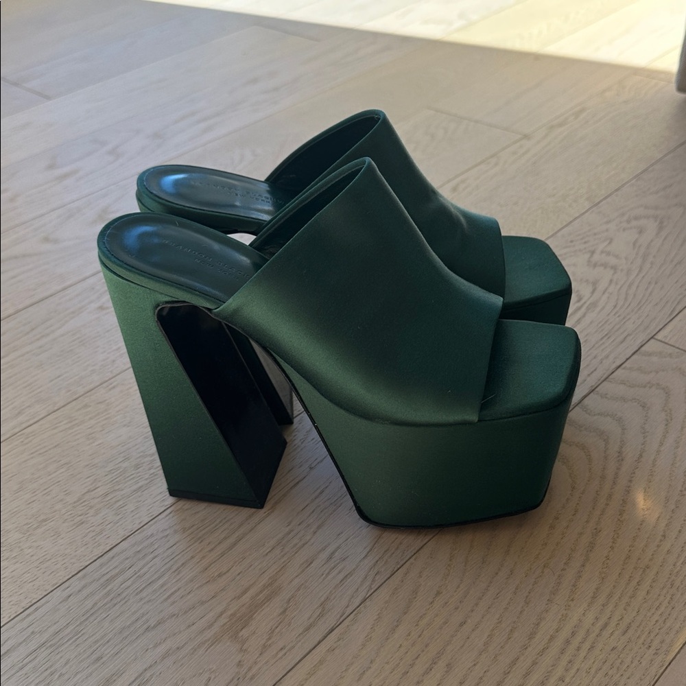 Brandon Blackwood Green Platform Heeled Mules